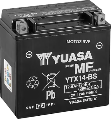 Yuasa YTX14-BS 12V12AH Motosiklet Aküsü - 1